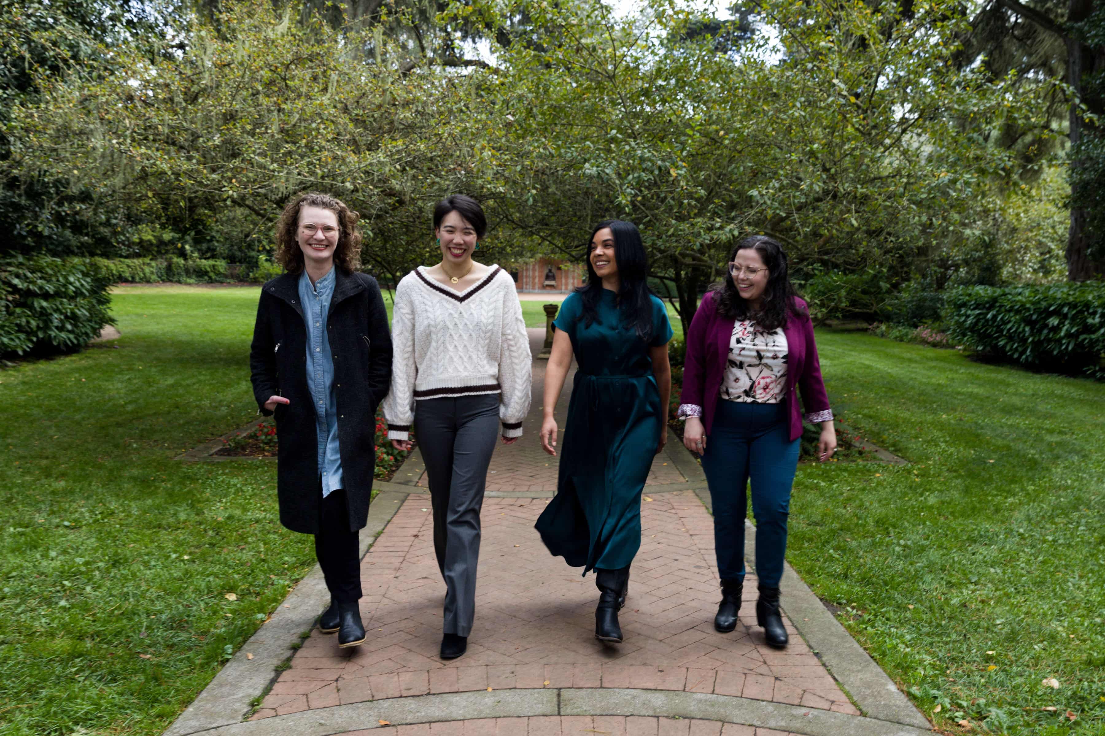 Group of 4 Stella Nova therapists walking in Golden Gate Park, San Francisco.