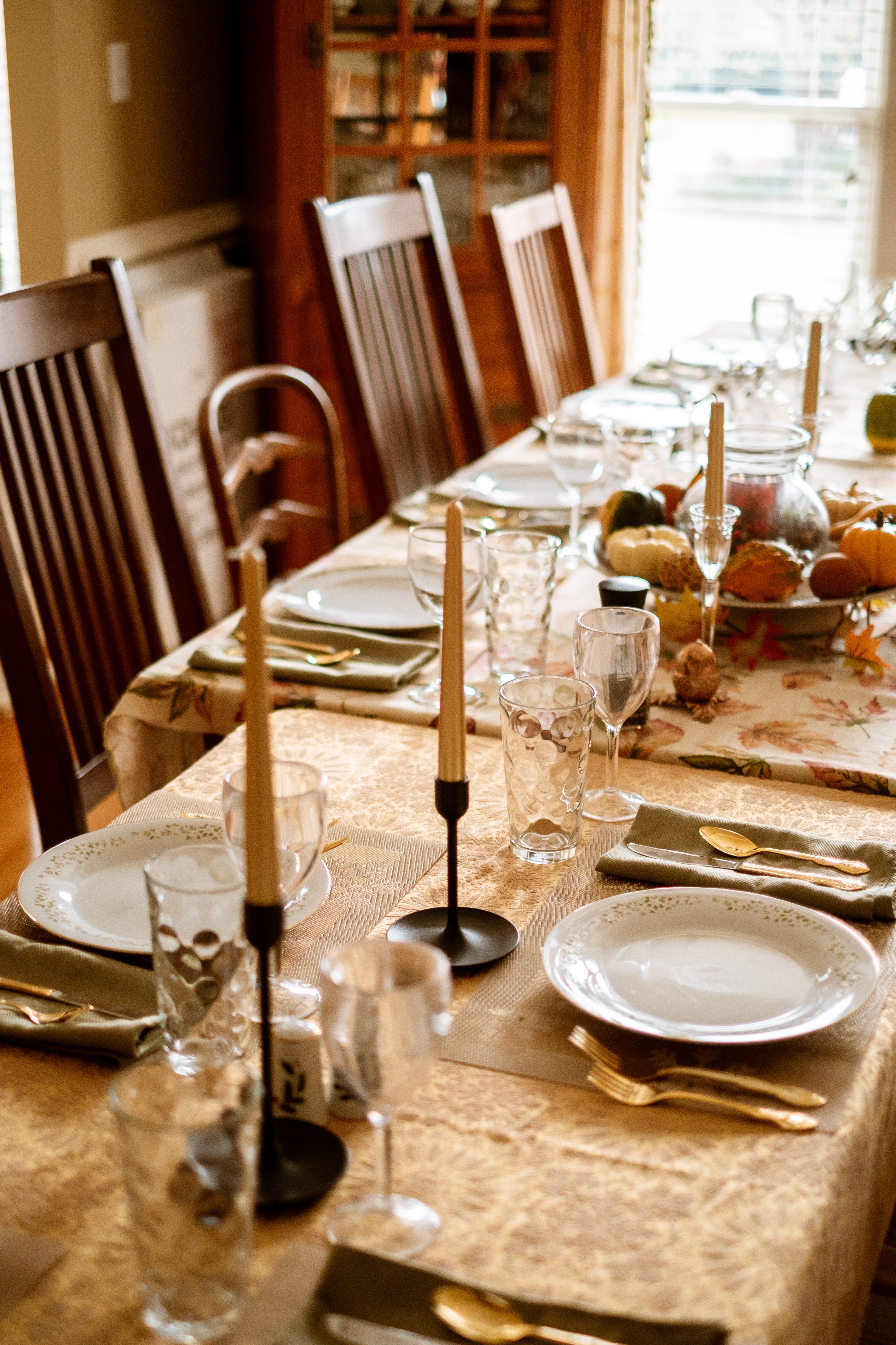 A table set formally for Thanksgiving